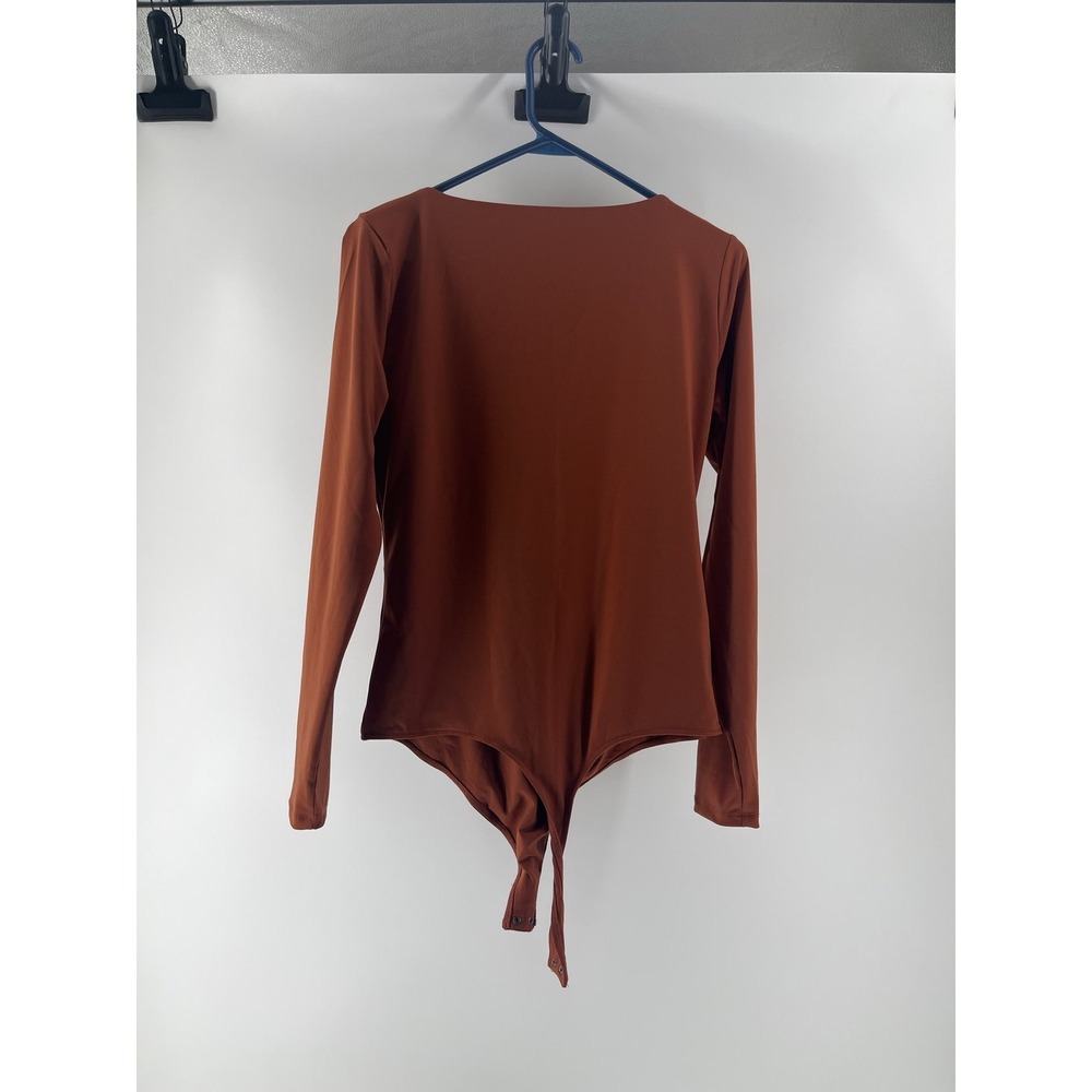 A&F Soft Collection Ruched V-Neck Bodysuit L Rust - Picture 4 of 5